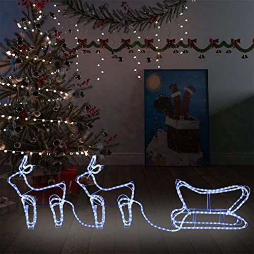 LAPOOH Weihnachtsdekoration Rentiere und Schlitten Outdoor 576, Rentier Weihnachtsdeko, Rentier Beleuchtet Aussen, Weihnachtsbeleuchtung Aussen Rentier, Outdoor Weihnachtsdeko,