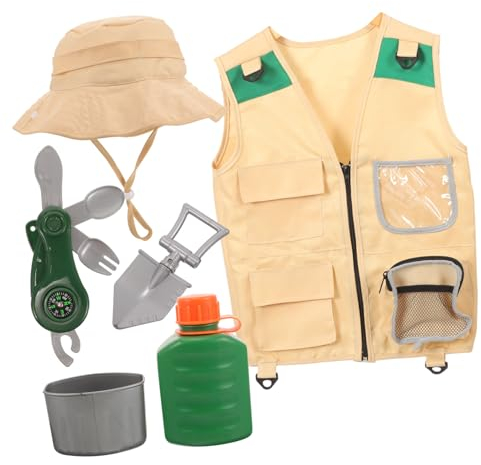 SKISUNO 1 Satz Abenteuerkleidung Für Kinder Camping-Explorer-Set Für Kinder Entdecker-kostüm-abenteuerset Abenteuerset Für Kinder Fernglas Für Kinder Dschungelkostüm Plastik Urwald Weste