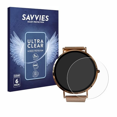 Savvies 6 Stück Schutzfolie für Micento California Smartwatch Displayschutz-Folie Ultra-Transparent