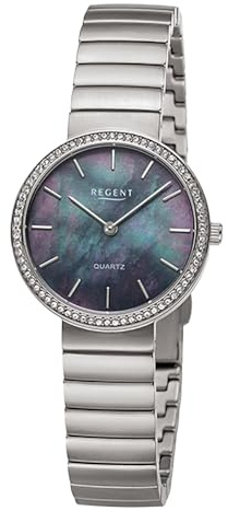 REGENT Damen Armbanduhr Analog Metallarmband Silber URF1504 Analoguhr