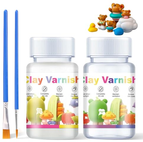 Clay Glaze for Air Drying Clay, Acrylic Varnish, Clear Varnish Scratch Resistant varnishs for Craft Pottery Waterproof & Gloss Finish- Transparent