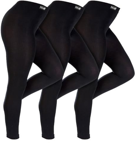 THMO 3 Pack Girls Thermal Leggings Insulated Thick Winter Leggings | Breathable Ribbed Fleece Leggings (7-8 Years, Black)