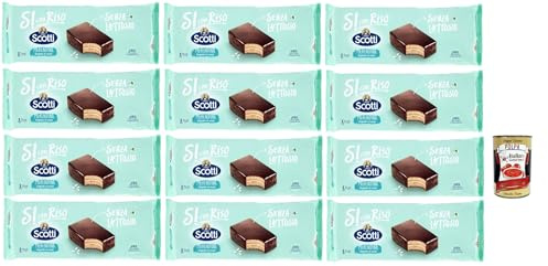 Italian Gourmet Si con Riso Merendina, 12 x 264g, Schoko-Reis Snack Kuchen | Dolce ricoperto / überzogen, senza lattosio, palmölfrei, pratiche, Gesamtnettogewicht 3,168 kg + Kostenlos Polpa 400g