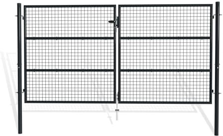 Casanoov Portail Grillage OLGA 3x1,5 m Gris Anthracite – Portail Battant 2 Vantaux avec Poteaux Inclus – Acier Galvanisé – Résistant Intempéries Anti-Corrosion – Kit Complet 285x150 cm