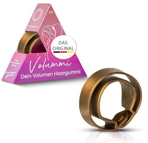 Volummi Haargummi – Innovativer Zopfgummi für sichtbar mehr Volumen im Pferdeschwanz – Starker Halt & schonend für Haare – Das Original Made in Germany [Bronze Glow M für mittlere Haarstärke]