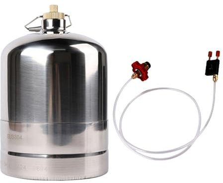 KDYVK Botella de Gas de Acero Inoxidable, Tanque de Gas Inflable, Bote de Combustible, Tanque de Almacenamiento portátil, vacío, Recargable for Senderismo, Utensilios de Cocina for Barbacoa(4L)