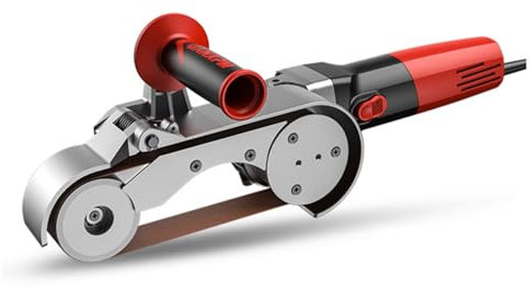 Ponceuse à Bande, Ponceuse de Tubes Professionnelle 1100 W avec 6 Vitesses Variables avec 5 Bandes Abrasives pour Polissage, Finition, Élimination de la Rouille,2Roller