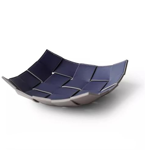Cuenco para Llaves para la Mesa de Entrada Organizador de Cuero de Dos Colores Bandeja for Llaves Bandeja de Almacenamiento de Escritorio for Joyas y artículos Varios Plato para Joyas(Blue,L)