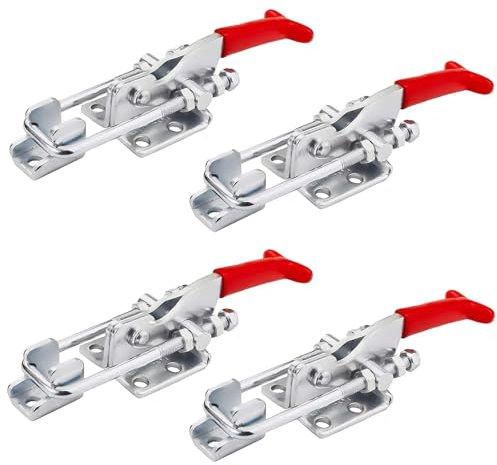 4 Pcs Abrazadera de Palanca Metálica, Abrazadera de Palanca Pestillo GH-431 Abrazadera de Bloqueo Horizontal Herramienta de Liberación Rápida Toggle Clamp Ajustable para Cajas de Gabinete