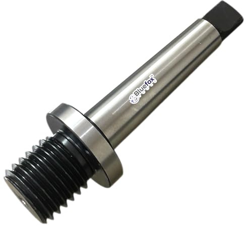 BlueFox Tools Heavy-Duty Woodworking Live Tailstock Chuck Adapter Drill Chuck Arbor MT2 – 1x8 TPI Threaded for Lathes, Milling Machines & Drill Presses | Tang Type | High Grade, 2MT Morse Taper Shank