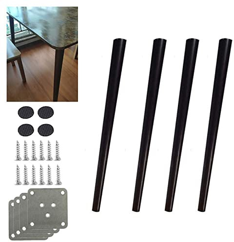 Lot de 4 pieds de meubles en bois de chêne massif pour canapé, armoire, bureau, table à manger, noir, 80 cm