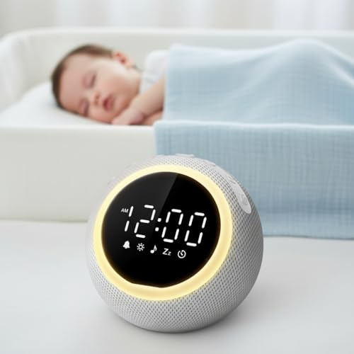 Mewaii White Noise Machine Baby mit Nachtlicht & Wecker, 3-in-1 Nachtlicht Kinder, 2700K Licht & sanftem Wecken, Weißes Rauschen Baby, Einschlafhilfe Baby