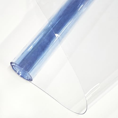 JERLITU Transparente PVC-Vinyl-Rolle, 30 cm x 122 cm, super klar, durchsichtig, PVC, wasserdicht, Gelee-Vinyl-Stoff zum Nähen von Taschen, Schlüsselanhängern und Bastelarbeiten
