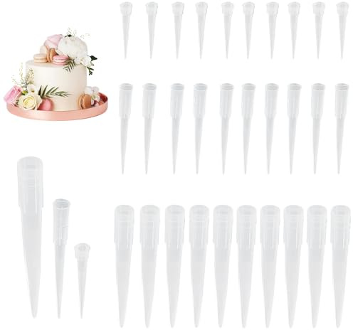 100 Stück Blumenröhrchen für Kuchen Dekorieren, 3/5/7cm Kunststoff Torte Blumen Röhrchen, Torten Blumenröhrchen für Kuchendekoration (3 Größen)