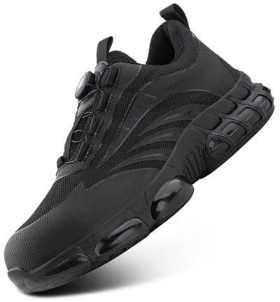Hitmars Safety Shoes Men Safety Trainers Steel Toe Cap Womens Work Trainers Kitchen Shoes Wide Fit Work Shoes Site Black UK Size 7(EU41)