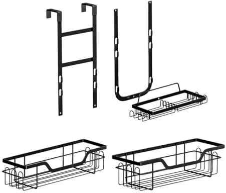 Healifty Over The Door Bathroom Organizer Shower Caddy with Mesh Baskets Wall Mounted Storage for Bathroom Kitchen Bedroom Elegant Black Finish for Tidy Spaces