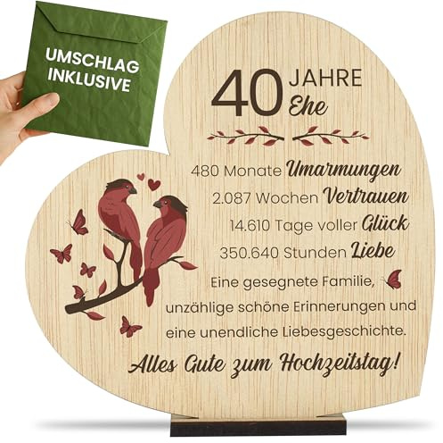 CONTRAXT Geschenk zum 40. Hochzeitstag Rubinhochzeit Originelle Geschenkidee zum 40. Jahrestag für Ehepaar Mann & Frau Glückwunschkarte (40 Jahre)
