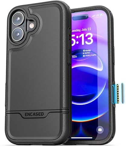 ENCASED Rebel Armor Hülle für iPhone 17 mit Kamera Capture Button – Stoßfeste Heavy-Duty Schutzhülle (Kompatibel mit MagSafe) Schwarz