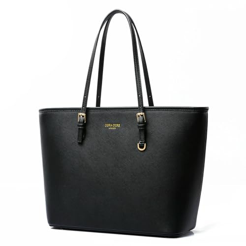 Gyios Damentaschen Frauen Handtasche Laptop Einkaufstasche Große Pu Leder -umhängetasche Designer Leichter Computertasche-schwarz