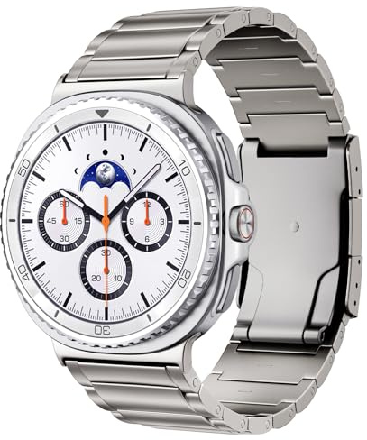 LULULOOK Titan Armband für Samsung Galaxy Watch 8 Classic 46mm(2025), Premium Schwarz Titanium 24mm Breite Ersatzarmbänder mit DLC Kratzfest für Galaxy Watch 8 44mm 40mm, NICHT für Andere, Titan