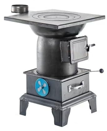 Stufe A Legna Per Riscaldamento Domestico Con Coperchio Sigillato E Contenitore Per La Cenere Di Grande Capacità,Riscaldamento Efficiente, Multicombustibile, Per Cucina(500cm chimney)