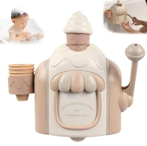 Badeeis-Schaum-Macher, Spielzeug, DIY Seifenblasenmaschine für Kinder mit verstellbarem Schaumstoffspender und Saugnapf, interaktives Badewannen-Sinnesspiel für Kinder im Alter von 3–8 Jahren, ideales