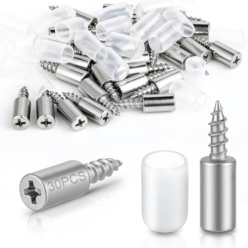 30 pezzi Reggimensola Ø7,5 mm – Supporti per Ripiani Autofilettanti con Protezione in gomma trasparente per armadi mobili scaffali guardaroba e ripiani domestici