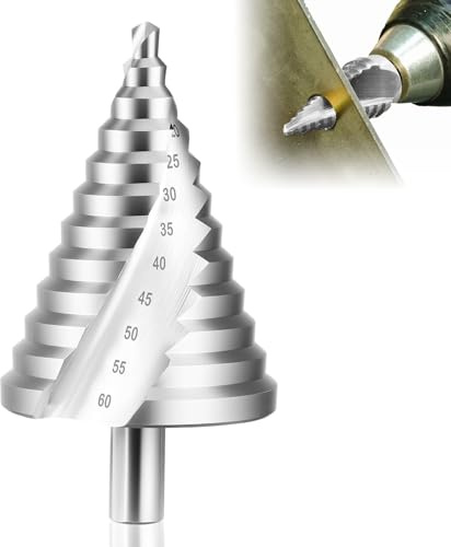 Infreecs HSS Stufenbohrer 6–60 mm, Schälbohrer mit 12 Stufen Konusbohrer | Präziser Lochbohrer mit Spiralnut, 13mm Schaft Stufenbohrer für Metall, Holz und Kunststoff