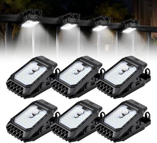 6 Stück Solarlampen für Außen mit Bewegungsmelder, Solar Clip Leuchten Für Außenbereich, Solarleuchten für Außen, ABS Kunststoff, LED Solarleuchte Außen IP65 Wasserdicht für Garten Zaun Garage