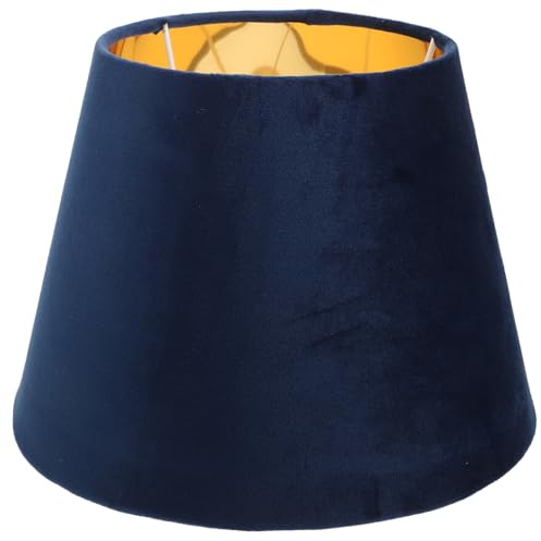 OSALADI Blauer Stoff Lampenschirm 25cm Samt mit Goldfutter E27 für Tischlampen Wohnzimmer und Dekoration