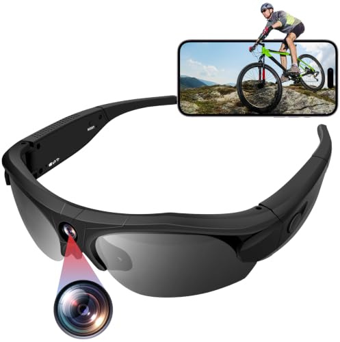 Pudet Luo Cámara de Acción 4K WiFi, Cámara Deportiva 1080P,POV Manos Libres | Gran Angular 120°, Grabación en Bucle, 16GB microSD Incluida, 100 Min Batería, Moto Bici Senderismo Equitación, Forma Gafas