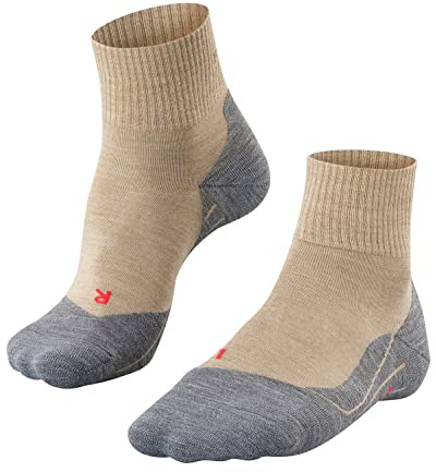 FALKE Men's TK5 Wander Short Hiking Socks, Wool, Beige (Nature Mel 4100), 8-9 (1 Pair)