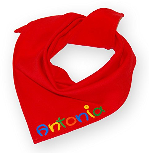 MEIN NAME Halstuch, Spucktuch, Dreieckstuch, Sabberlätzchen, Babyhalstuch personalisiert, Farbe:rot