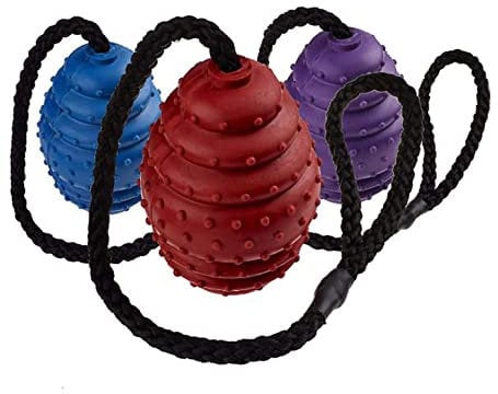 CLASSIC PETBLIS Rubber Oval Ball On A Rope 10cm 4 inches, 100 g, clear