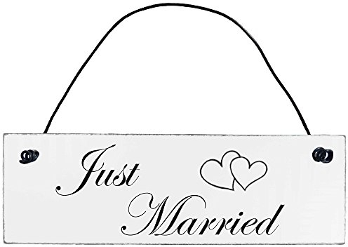 Anika Hermsen-Grallert, HomeYourself Shabby Chic Vintage Schild Just Married Dekoschild Türschild