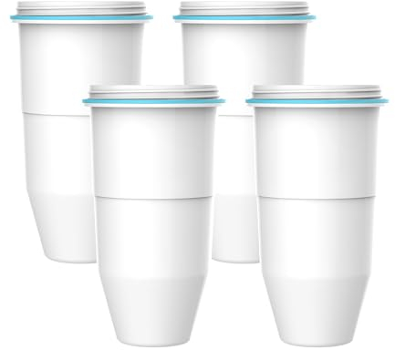 AQUA CREST ZR-017 6-Stage Replacement Water Filters, Compatible with Zerowater Pitchers and dispensers (4 Packs)