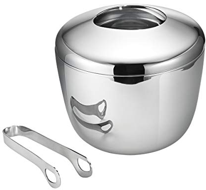 Georg Jensen Sky Eimer und Eiszange, Edelstahl, silber, 15 x 17 x 15 cm