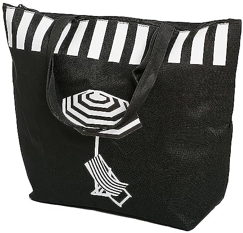 AIREE FAIREE Strandtasche Damen Schultertasche Shopper Sommer Tasche Größe 50 x 38 x 16 cms Reißverschluss Schirm