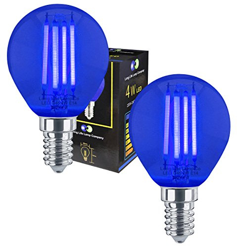 Long Life Lamp Company 2 x Ambient 4w LED Golf Ball Blue Light Bulb E14 Clear Glass
