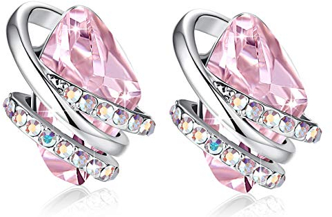 Leafael Pietra dei desideri Orecchini Donna Argento o oro rosa, Pietra di nascita orecchini da donna con cristalli curativi, Senza allergie gioielli donna, Regalo Donna con scatola regalo inclusa