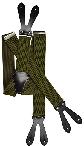 Olata Y Hosenträger zum Knöpfen – extra breite Hosenträger – 4 cm. Olivgrün