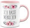Ich Hasse Menschen Tasse mit Spruch lustig - Kaffeetasse rosa blumig - Spülmaschinenfest - beidseitig Bedruckt