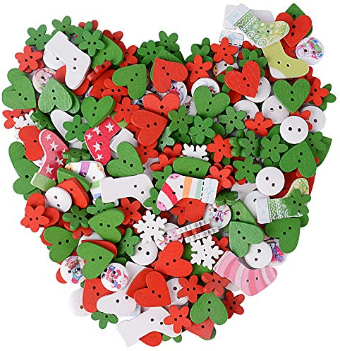 ca. 200 stk bunte Holzknöpfe Set Weihnachten Holz Knöpfe Zum Basteln Nähen Handwerk Verzieren DIY Basteln Handarbeit Geschenk Deko in verschiedene Größen und Farben