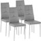 TecTake® Silla de Comedor, Asiento y Respaldo Acolchado, Piel Sintética, Piedras Brillantes, Sillas Modernas, Sillas Cocina, Alta Capacidad de Carga, Montaje Rápido - 4 Sillas Gris