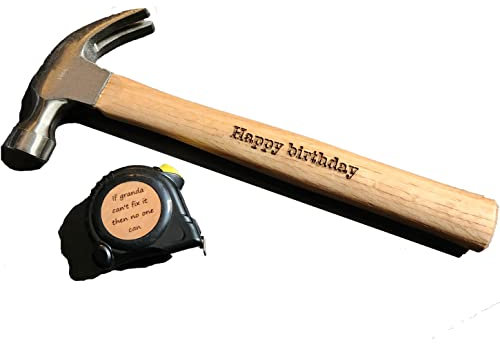 Personalised Engraved 16 oz Hammer Measuring Tape Gift for Him Men Grandad Dad