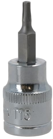 T15 Male Torx Bit Star Socket 3/8 Drive Standard Internal Chrome Vanadium Steel