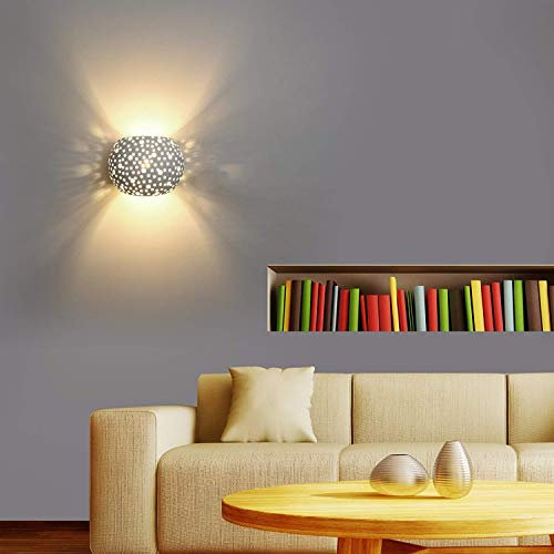 Applique da parete in gesso doppia emissione luce led G9 verniciabile lampada muro design moderno bianco