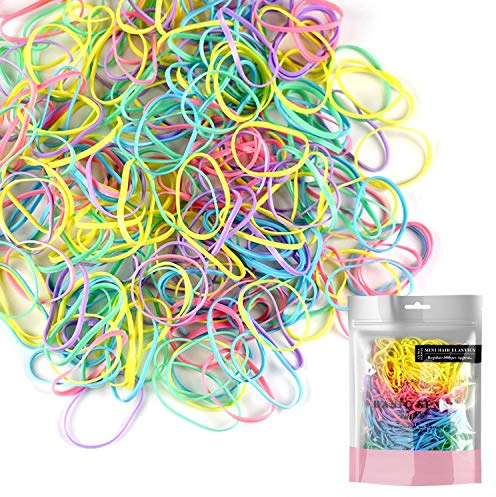Basic Sense Extra Strong Hair Elastics, 300 Rubber Bands, Large- Pastel | Thick Hair Bobbles for Girls & Women, No Damage Elastic Hair Ties for Braiding, Plaits & Ponytails, Snag Free, Small or Large