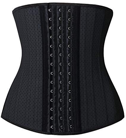 YIANNA Waist Trainer for Weight Loss Women Latex 25 Steel Boned Corset Tummy Control Body Shaper Cincher Trimmer Belt Shapewear Black M 20173