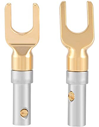 Connettori a forcella Hi-Fi, 6 pezzi placcati in oro 4mm Banana U Forcella Y Spade Spade Connettore del cavo dell'altoparlante Supporto a vite Supporto , connettori forcella hifi